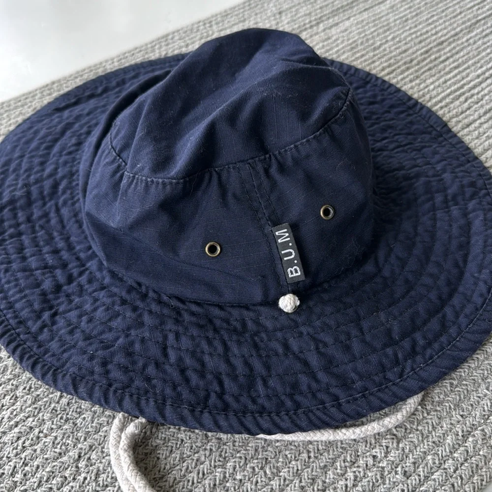 Vintage B.U.M. Equipment Navy Blue Ripstop Cotton Bucket Hat Sun Hat One Size